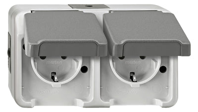 Mert MEG 2321-8029 SCHUKO-Doppel-Steck- Dose lgr waag. AQUASTAR