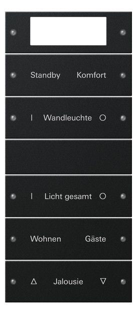 GIRA 2215005 Wippenset 5fach Plus (2+3) beschreib. System 55 Schwarz matt(lack.)