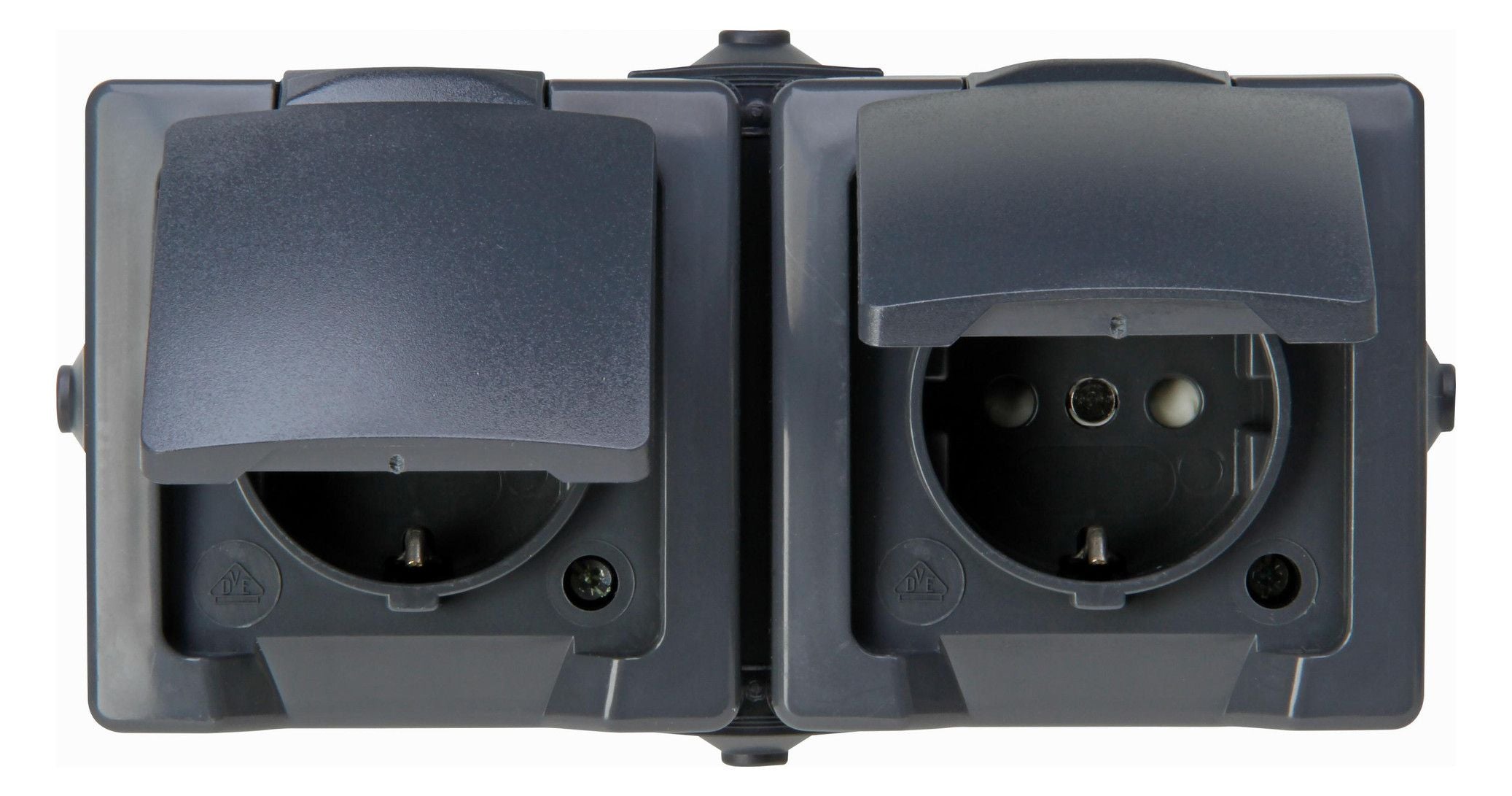 Kopp 137055001 NAUTIC Schuko Steckdose 2f Klappd.AP waagerecht anthrazit