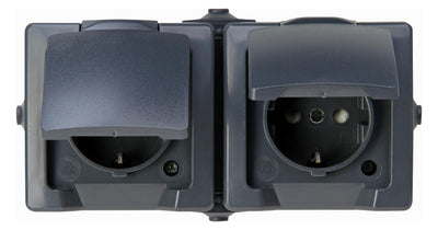 Kopp 137055001 NAUTIC Schuko Steckdose 2f Klappd.AP waagerecht anthrazit