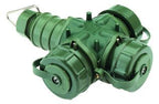 Bals 7400 Schuko-Dreiwegekupplung TN 16A 3p IP67 bronzegrün H/B/T:232x162x73mm