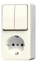 Jung 675 A SCHUKO® Steckdose 16 A 250V ~ m.Serienschalter 10 AX 250V ~ AP 600 we