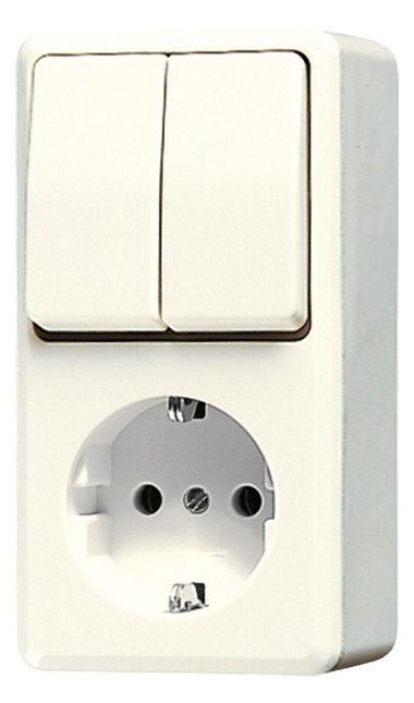 Jung 675 A SCHUKO® Steckdose 16 A 250V ~ m.Serienschalter 10 AX 250V ~ AP 600 we