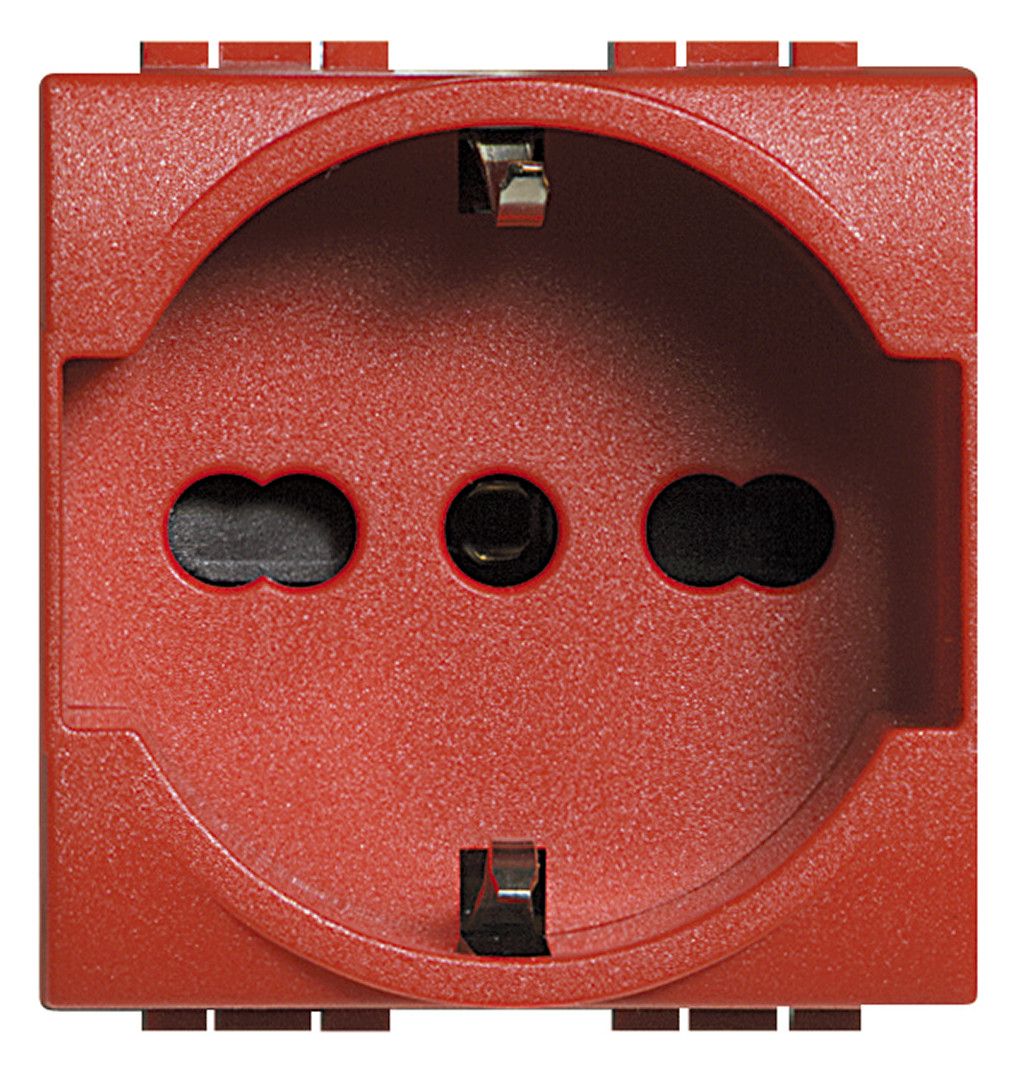 BTicino L4140/16R Schuko Steckdose ital. 2-polig 19/26mm m.erh.Ber.schutz SK Rot