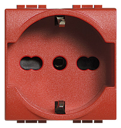 BTicino L4140/16R Schuko Steckdose ital. 2-polig 19/26mm m.erh.Ber.schutz SK Rot