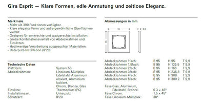 GIRA 0214221 Abdeckrahmen 4fach Esprit Linoleum-Multiplex Hellbraun