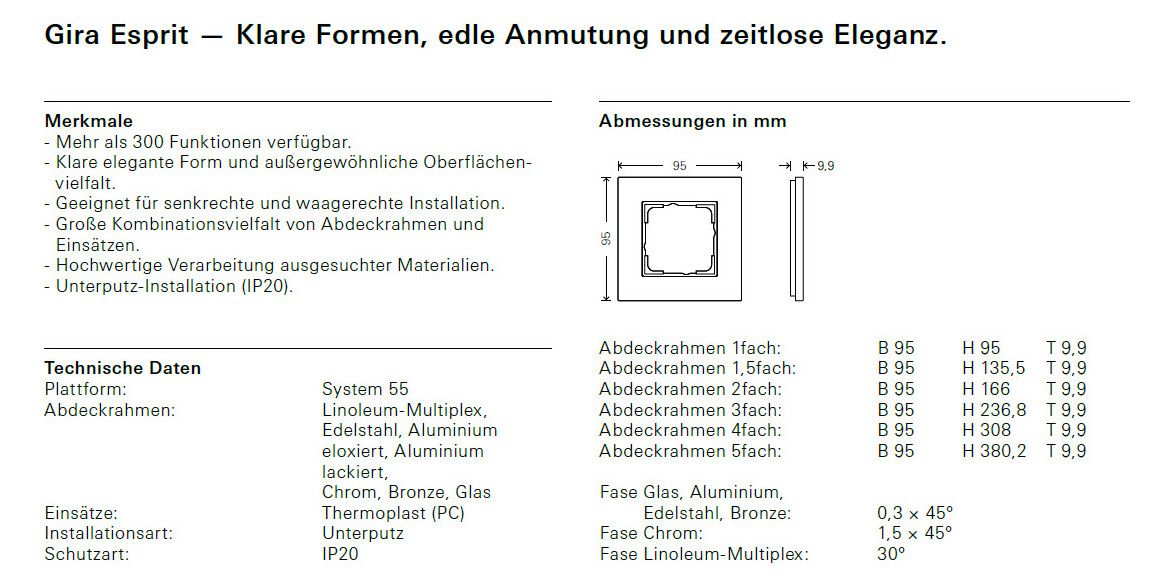 GIRA 021317 Abdeckrahmen 3fach Esprit Aluminium (eloxiert)