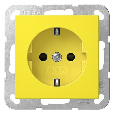 GIRA 4453106 SCHUKO-Steckdose Shutter+ Abdeckung Sonderstrom System 55 Gelb gl.