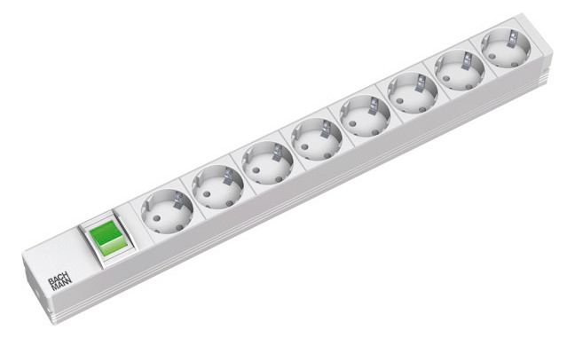 Bachmann 333.400 19" 1HE 8xSchuko 1xSchalter 438,5mm