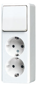 Jung 626 A WW SCHUKO® Zweifach-Steckdose 16 A 250 V ~ m.Schalter Uni Aus-Wechsel