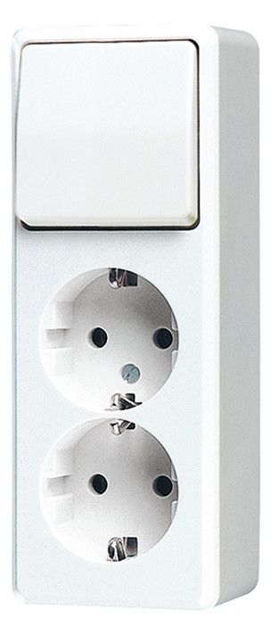 Jung 626 A WW SCHUKO® Zweifach-Steckdose 16 A 250 V ~ m.Schalter Uni Aus-Wechsel