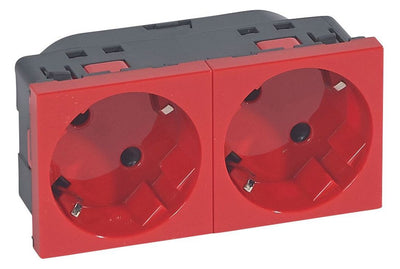 Legrand 077272 Schuko Steckdose 45° 2-fach 4-modulig Mosaic rot