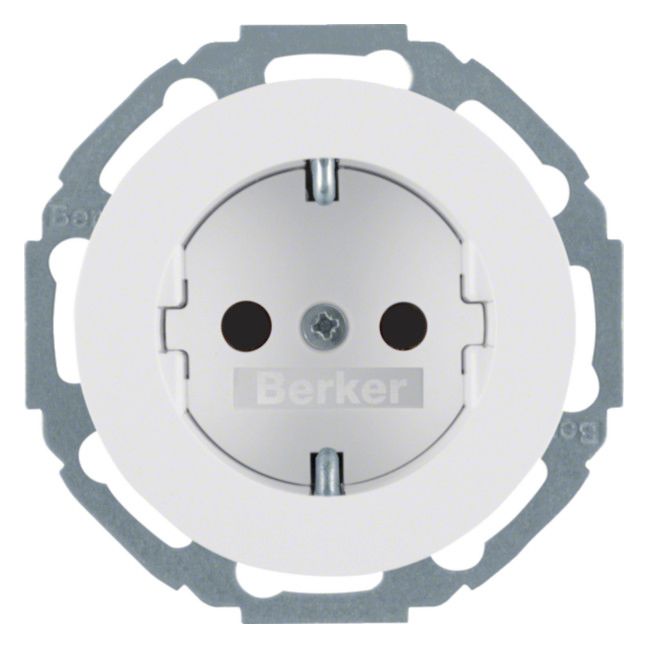 Berker 47552089 Steckdose SCHUKO m.erh.BS R.Classic polarweiß glänzend