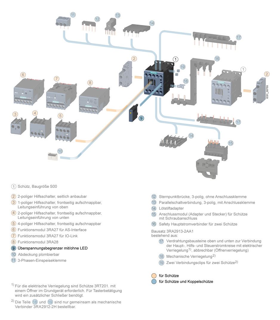 Siemens 3RT2916-1CB00 Überspannungs- begrenzer RC-Glied AC24-48V DC24-70V