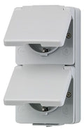 Jung 622W AP/WG SCHUKO Steckdose 2f verdrahtet senkrecht WG600