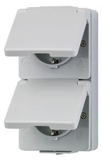 Jung 622W AP/WG SCHUKO Steckdose 2f verdrahtet senkrecht WG600