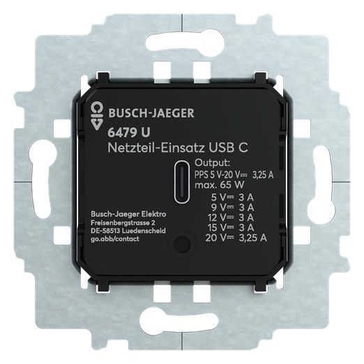 BJ 6479 U Power supply insert m.USB C schwarz matt