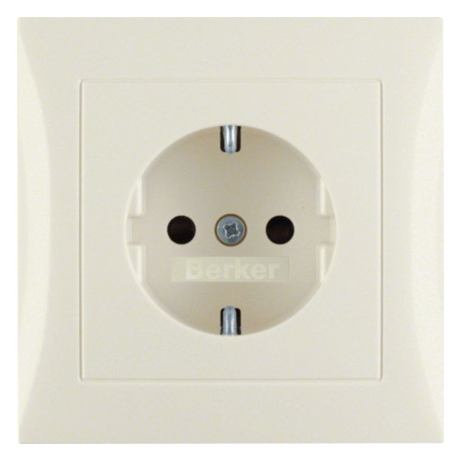 Berker 47228982 Steckdose SCHUKO m.Abdeckpl. u.erh.BS S.1 weiß glänzend