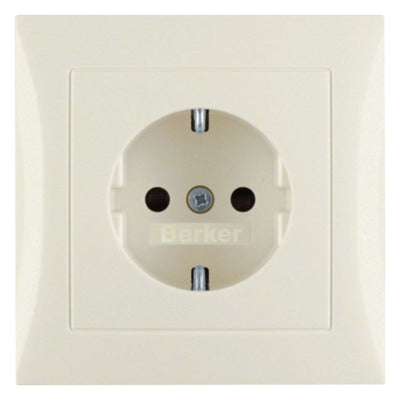 Berker 47228982 Steckdose SCHUKO m.Abdeckpl. u.erh.BS S.1 weiß glänzend