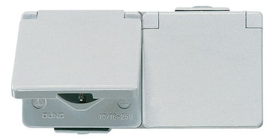 Jung 622WW AP/WG SCHUKO Steckdose 2f verdrahtet waagerecht WG600