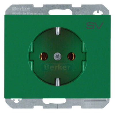 Berker 47157113 Steckdose SCHUKO m.Aufdruck K.1/K.5 grün glänzend