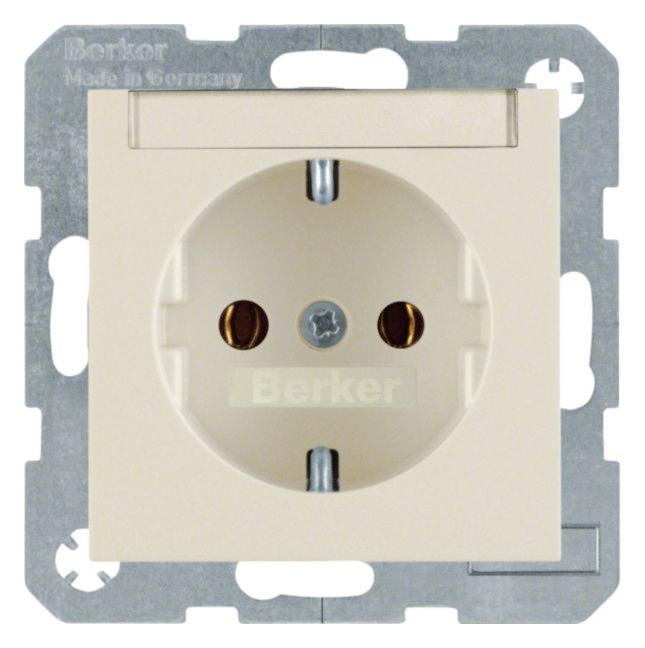 Berker 47508982 Steckdose SCHUKO m.B-feld S.1 weiß glänzend