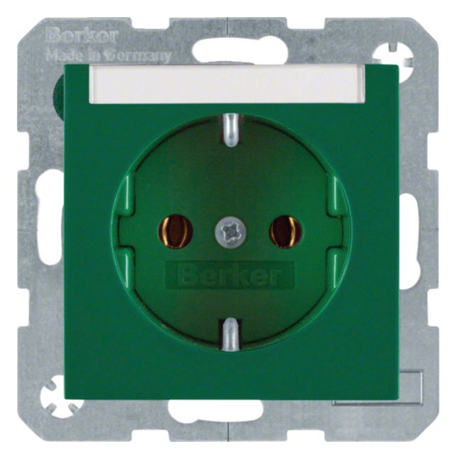 Berker 47508903 Steckdose SCHUKO m.B-feld S.1 grün glänzend