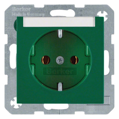 Berker 47508903 Steckdose SCHUKO m.B-feld S.1 grün glänzend