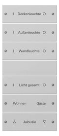 GIRA 2206015 Wippenset 6fach (3+3) beschreib. System 55 Grau matt (lack.)