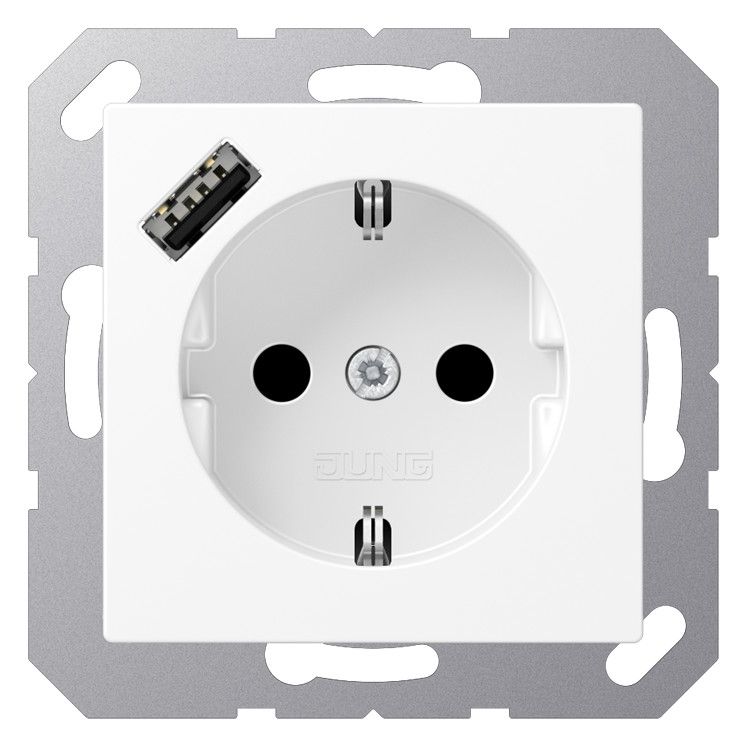 Jung A1520-18AWWM SCHUKOsteckdose m.USB Typ A