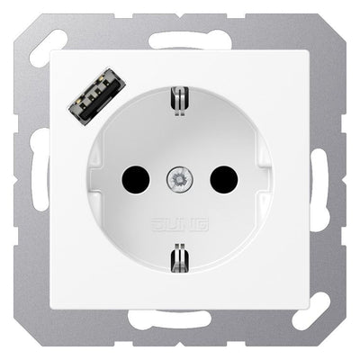 Jung A1520-18AWWM SCHUKOsteckdose m.USB Typ A