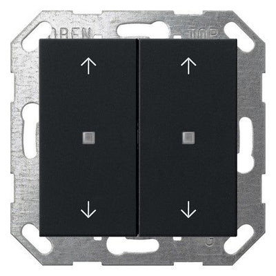GIRA 5174005 Taster Wippe 2fach Pfeile OneKNX System 55 Schwarz matt (lackiert)