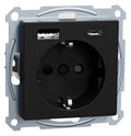 Mert MEG 2367-0403 Schuko Steckdose m.USB Ladegerät schwarz matt System M