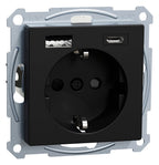 Mert MEG 2367-0403 Schuko Steckdose m.USB Ladegerät schwarz matt System M