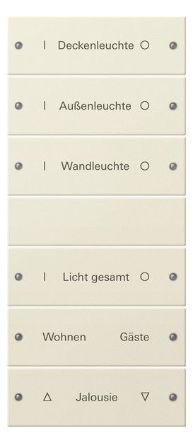 GIRA 220601 Wippenset 6fach (3+3) beschreib. System 55 Cremeweiß glänzend