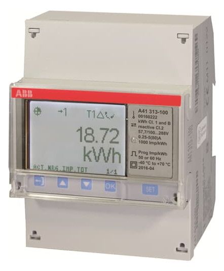 ABB A41 313-100 Wechselstromzähler, M-Bus Silber, 1Ph, Direktanschluss 80A