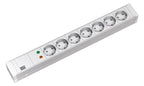 Bachmann 333.004 19" 1,5HE 7xSchuko weiß 1xÜSS Strom 2m Schuko