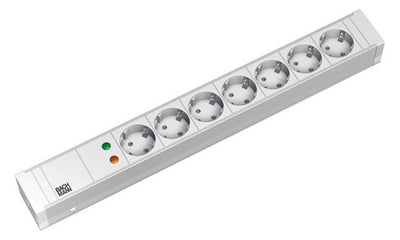 Bachmann 333.004 19" 1,5HE 7xSchuko weiß 1xÜSS Strom 2m Schuko