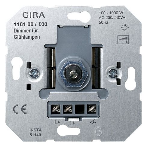 GIRA 118100 Glühlampendimmeinsatz 100-1000W Druck-Wechselschalter