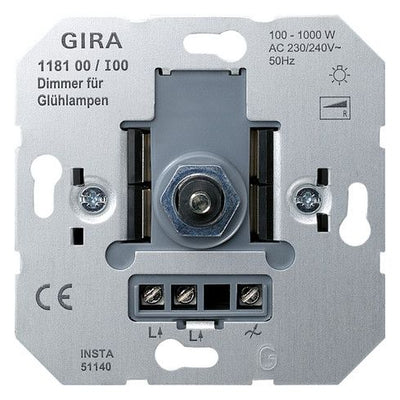 GIRA 118100 Glühlampendimmeinsatz 100-1000W Druck-Wechselschalter