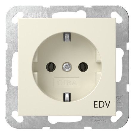 GIRA 445801 SCHUKO-Steckdose Aufdruck EDV System 55 Cremeweiß glänzend