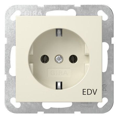 GIRA 445801 SCHUKO-Steckdose Aufdruck EDV System 55 Cremeweiß glänzend