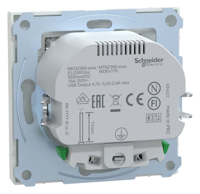 Mert MEG 2366-6035 Schuko-Steckdose m.USB Ladegerät Lotosweiß