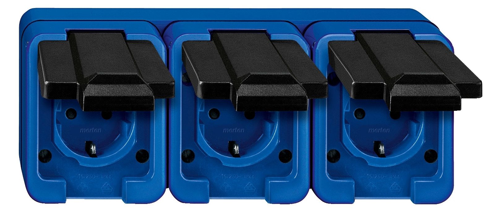Mert 229375 SCHUKO-Dreifach Steckdose blau SCHLAGFEST