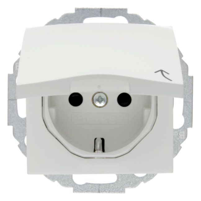 Berker 47448989 Steckdose SCHUKO+Klappd. u.erh.BS S.1 polarweiß glänzend