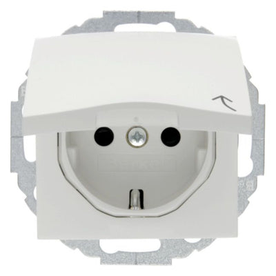Berker 47448989 Steckdose SCHUKO+Klappd. u.erh.BS S.1 polarweiß glänzend