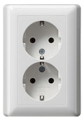 GIRA 078003 SCHUKO-Doppelsteckdose Vollplatte Standard 55 Reinweiß glänzend