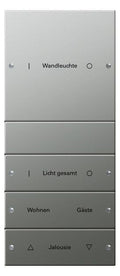 GIRA 2134602 Wippenset 4fach (1+3) beschreibbar System 55 Edelstahl