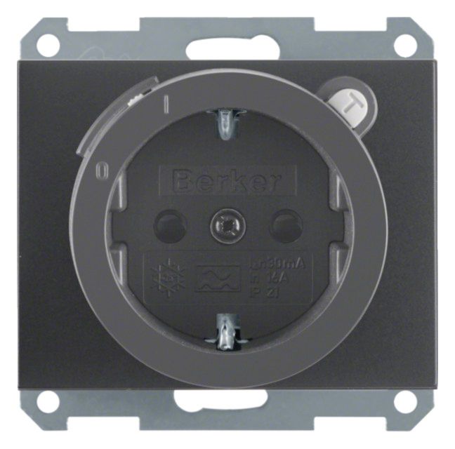 Berker 47087006 Steckdose SCHUKO+Fi u.erh.BS K.1 anthrazit matt