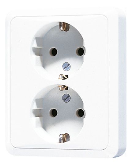 Jung CD5020NWW SCHUKO Zweifach Steckdose o.Kralle f.60er Dose alpinweiß